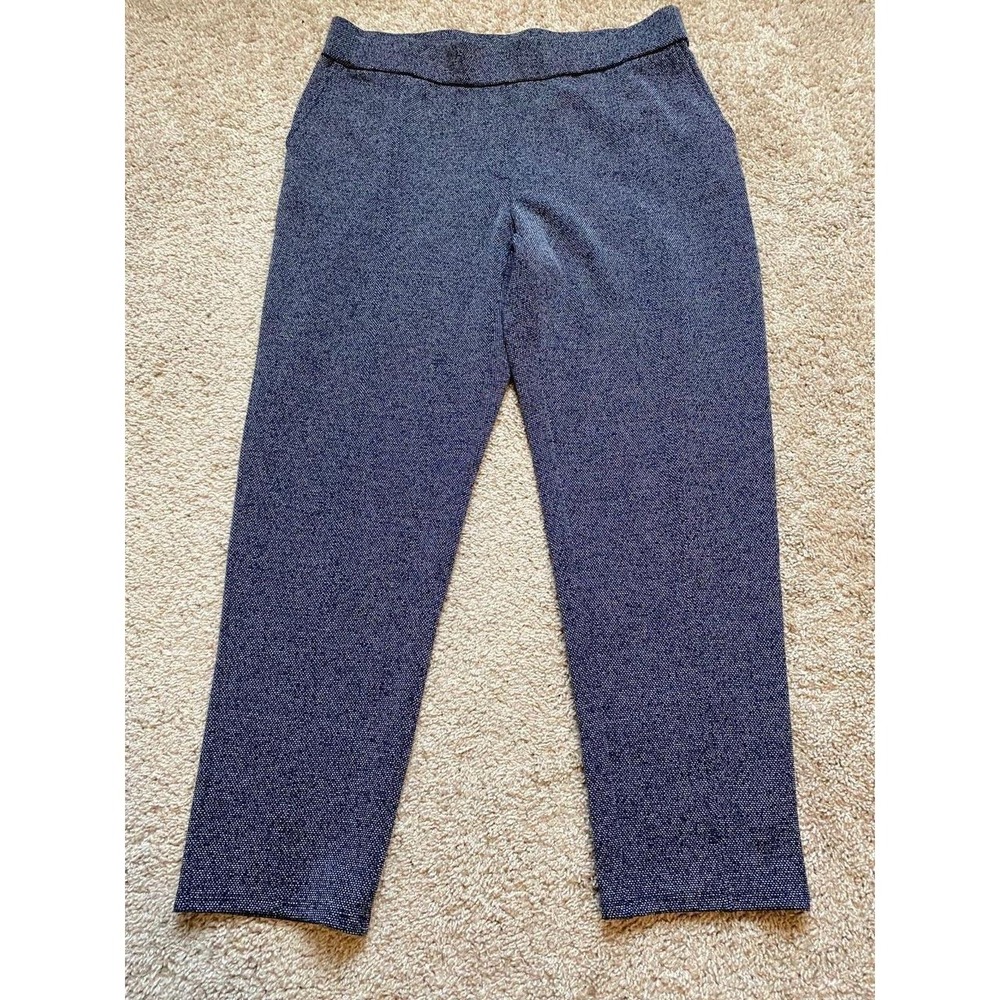 J Jill Pants Wearever Navy Blue Textured Pull-on Medium Trousers sbag